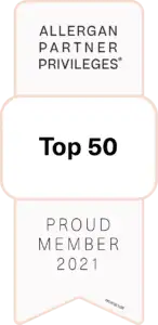 Allergan partner privileges top 50 ribbon.