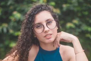 young woman with glasses
